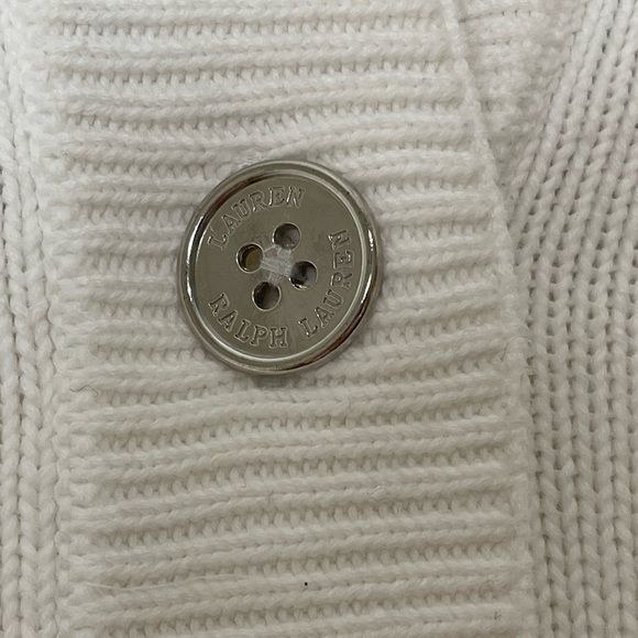 LRL Button Down Knitted Jacket Sweater With Pockets White Size M - Picture 7 of 10
